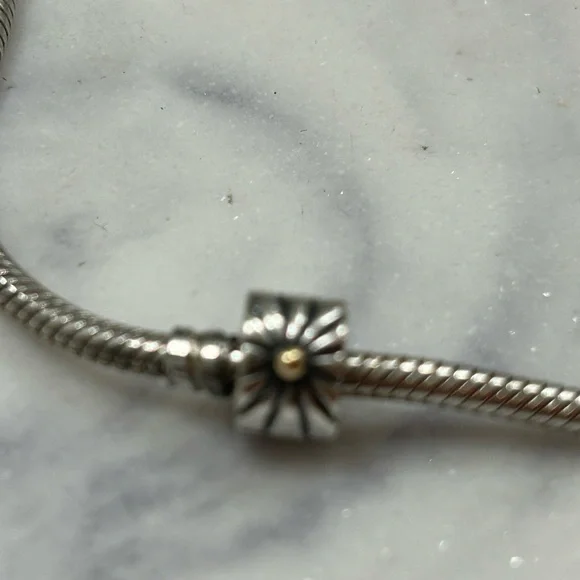 Pandora two tone retired 14k gold and silver sunburst divider clip - Picture 3 of 4